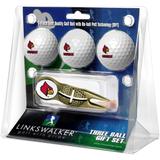 Louisville Cardinals 3-Pack Golf Ball Gift Set with Gold Crosshair Divot Tool