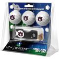 Auburn Tigers 3-Pack Golf Ball Gift Set with Spring Action Divot Tool