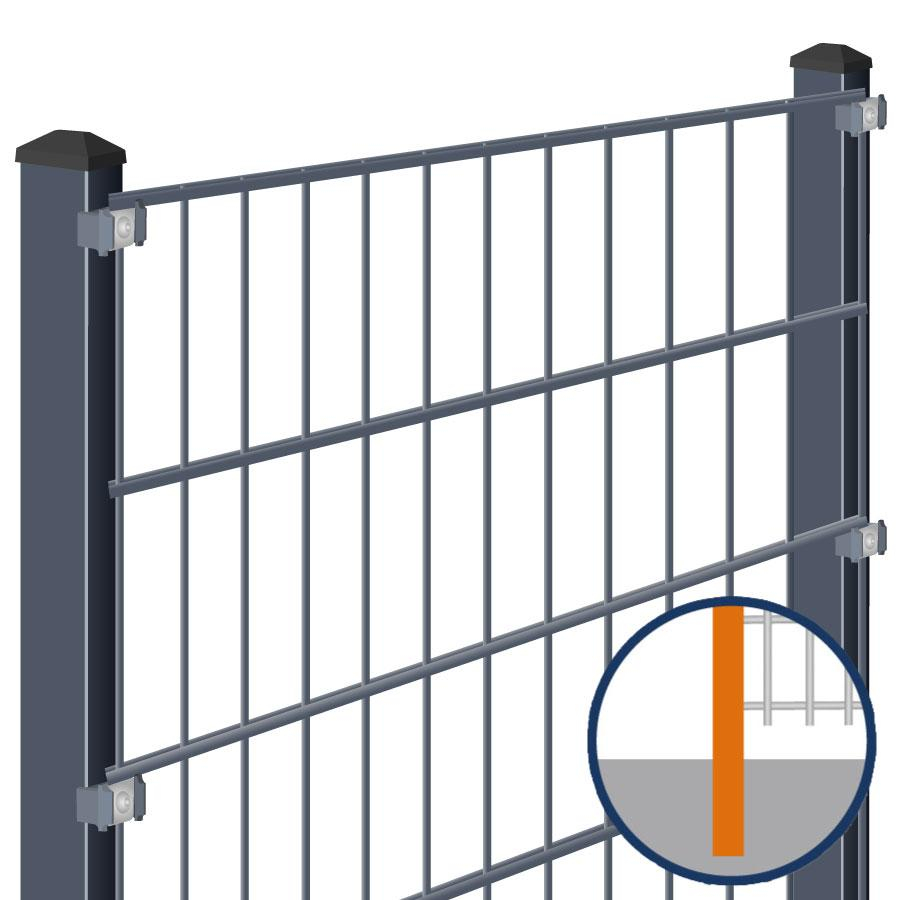 Doppelstabmattenzaun zum Einbetonieren Rundum-sorglos-Paket Anthrazit Komplettset, Halteplättchen, 1 Ecke,2030 mm,32,5 m,6/5/6 mm Image