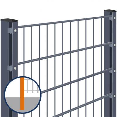 Doppelstabmattenzaun zum Einbetonieren Rundum-sorglos-Paket Anthrazit Komplettset, Abdeckleiste, 2 Ecken,2030 mm,50 m,6/