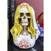 The Holiday Aisle® Daela Skeleton Bride w/ Flowers & Hearts on Wedding Night Mini Figurine Resin in White/Yellow | Wayfair