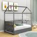 Harper Orchard Twin Size House Daybed w/ Trundle Wood in Gray | 70 H x 40 W x 74 D in | Wayfair 43E08B488E044EAA9BEE49A2959765D5