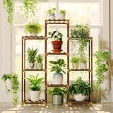 Millwood Pines Plant Stand Indoor Plant Stands Wood Outdoor Tiered Plant Shelf For Multiple Plants, Ladder Plant Holder Wood/ in Brown | Wayfair