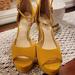 Jessica Simpson Shoes | Jessica Simpson Womens Beeya Suede Peep Toe Formal Ankle Strap, Yellow, Size 9.0 | Color: Gold/Yellow | Size: 9