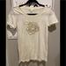 J. Crew Tops | J Crew Lightweight Cream T-Shirt With A Gold Beaded Rose Design. Euc. Sz S | Color: Cream | Size: S