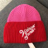 Victoria's Secret Accessories | Host Pick Victoria’s Secret Colorblock Beanie, New With Tags | Color: Pink/Red | Size: Os