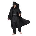 SINSEN Adult Jedi Costume 4PCS SW Obi Wan Hooded Robe Cloak Kenobi Top Pant Belt Cosplay Uniform Set for Halloween Party Men Black (XX-Large)