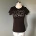 Zara Tops | New Zara Rhinestone Brown Bling Basic T-Shirt Blouse | Color: Brown/Silver | Size: L