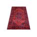 Shahbanu Rugs Deep and Saturated Red Tribal Design Velvety Wool, Afghan Khamyab Hand Knotted Oriental Rug (3'2" x 5'0")