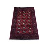 Shahbanu Rugs Deep and Saturated Red Afghan Khamyab Bokara Velvety Wool Tribal Design Hand Knotted Mat Oriental Rug (2'7"x3'10")