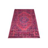 Shahbanu Rugs Deep and Saturated Red Afghan Khamyab Large Medallion Design Shiny Wool Hand Knotted Oriental Rug (3'5" x 5')