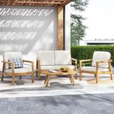 Verdugo Outdoor Outdoor Acacia Wood 4 Seater Chat Set with Cushions by Christopher Knight Home