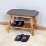 Entryway Shoe Rack, Bamboo Storage Bench for Living Room