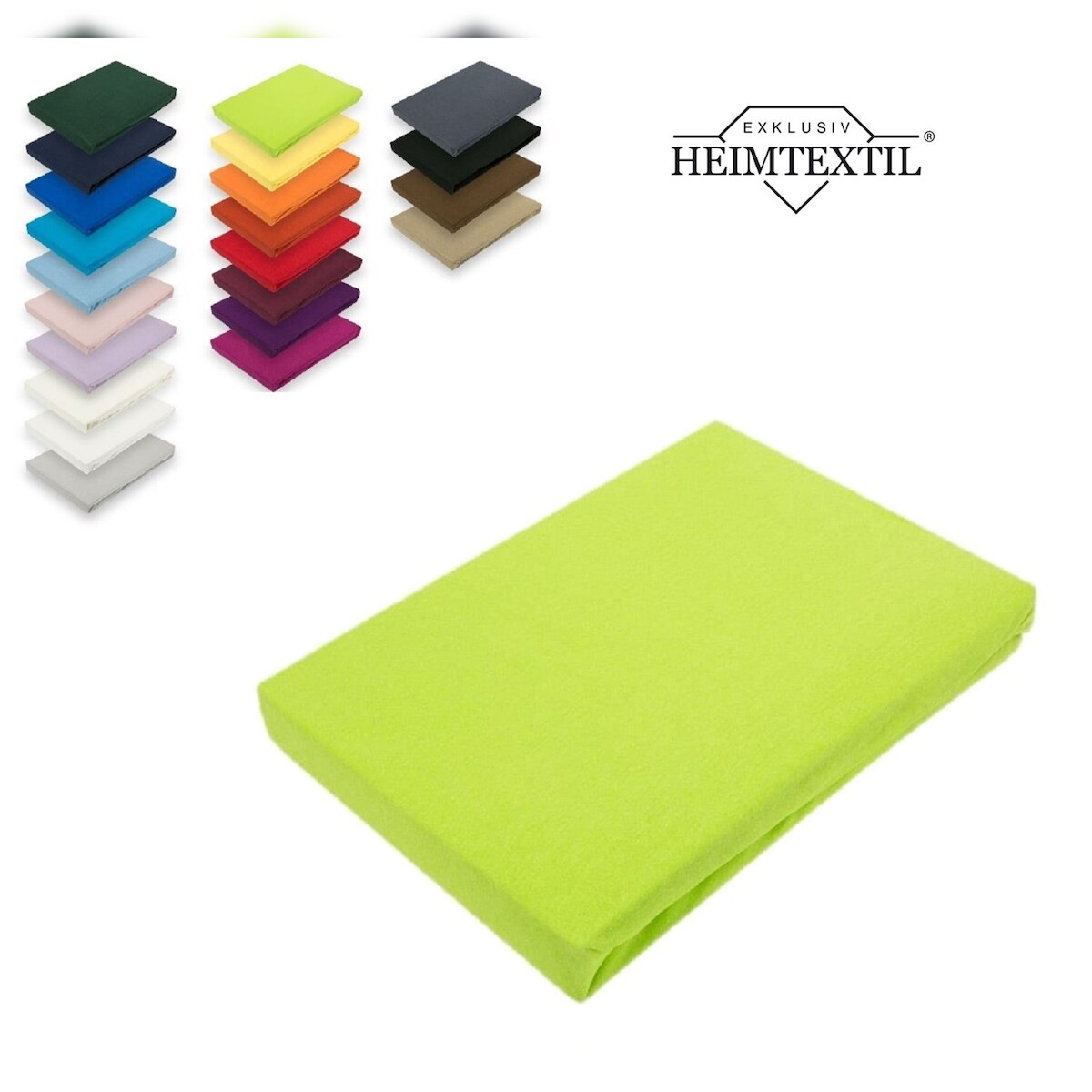 EXKLUSIV HEIMTEXTIL Topper Jersey Spannbettlaken Spannbetttuch Bettlaken Marke 200 x 220 cm Apfelgrün Image