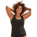 Plus Size Women's Textured Crossback Tankini Top by Swimsuits For All in Black (Size 8)