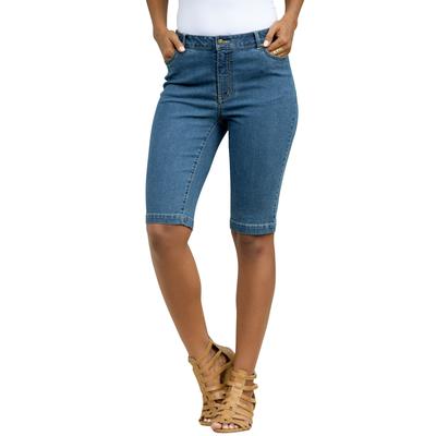 Plus Size Women's Classic Stretch Bermuda Short by Denim 24/7 by Roamans in Medium Wash (Size 38 W)