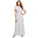 Plus Size Women's Glam Maxi Dress by Roaman's in Pearl Grey (Size 14 W) Beaded Formal Evening Capelet Gown