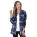 Plus Size Women's Flannel Tunic by Roaman's in Navy Light Jade Plaid (Size 42 W) Plaid Shirt