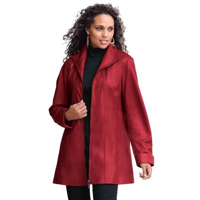 Plus Size Women's A Line Leather Jacket by Roaman's in Deep Crimson (Size 38 W)