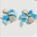 J. Crew Jewelry | J. Crew Pave Crystal Rhinestone Drop Bow Earrings | Color: Blue/Gold | Size: Os