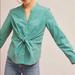 Anthropologie Tops | Anthropologie Maeve Katherine Green Striped Button Down Top Front Tie Size Small | Color: Green/White | Size: S