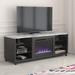 CosmoLiving by Cosmopolitan Westchester TV Stand for TVs up to 75" w/ Electric Fireplace Included Wood/Glass/Metal in Black | 24.65 H in | Wayfair