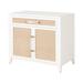 Benjara Double Door Cabinet Wooden Chest w/ Rattan Front Inlay, White Wood in Brown/White | 30 H x 34 W x 19 D in | Wayfair BM231071