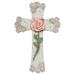 Everly Quinn Pink Floral Rose Hanging Wall Cross in Gray/Pink | 12.5 H x 7.75 W x 1 D in | Wayfair 28EDE21800774A5D99BDC2AFC2B2311C