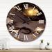 East Urban Home Oversized Glam Fluid Marble Compositions V Wall Clock Metal in Brown/Yellow | 29 H x 29 W x 1 D in | Wayfair