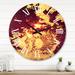 East Urban Home Oversized Marble Glam Liquid Art XI Wall Clock Metal in Red/Yellow | 29 H x 29 W x 1 D in | Wayfair