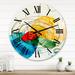 East Urban Home Oversized Trendy Abstracts w/ Shapes V Wall Clock Metal in Blue/Yellow | 29 H x 29 W x 1 D in | Wayfair