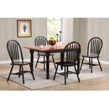 "Sunset Trading Selections 5 Piece 60"" Rectangular Extendable Dining Set, Windsor Arrowback Windsor Chairs, Butterfly Leaf Table, Antique Black/Cherry Wood, Seats 4, 6 - Sunset Trading PK-TLB3660-820-AB5P"