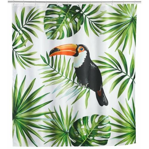 Duschvorhang Tucan, Textil (Polyester), 180 x 200 cm, waschbar, Mehrfarbig, Polyester mehrfarbig