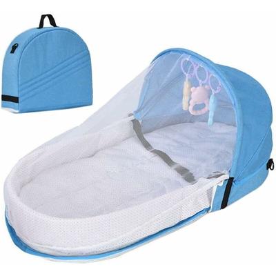 Osqi - Baby Travel Cot with Mosquito Net Canopy, Foldable Baby Crib Cot with Mosquito Net Bionic