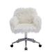 White Faux fur home office chair, fluffy chair for girls, makeup vanity Chair