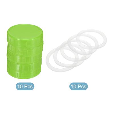 70mm Mouth Plastic Mason Jar Lids, 10Pcs Canning Caps w Sealing Ring