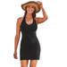 Plus Size Women's Blane Textured Halter Dress by Swimsuits For All in Black (Size 20)