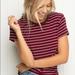 Brandy Melville Tops | Brandy Melville Red Striped Crop Top T-Shirt | Color: Red/White | Size: Os (Fits S/M)