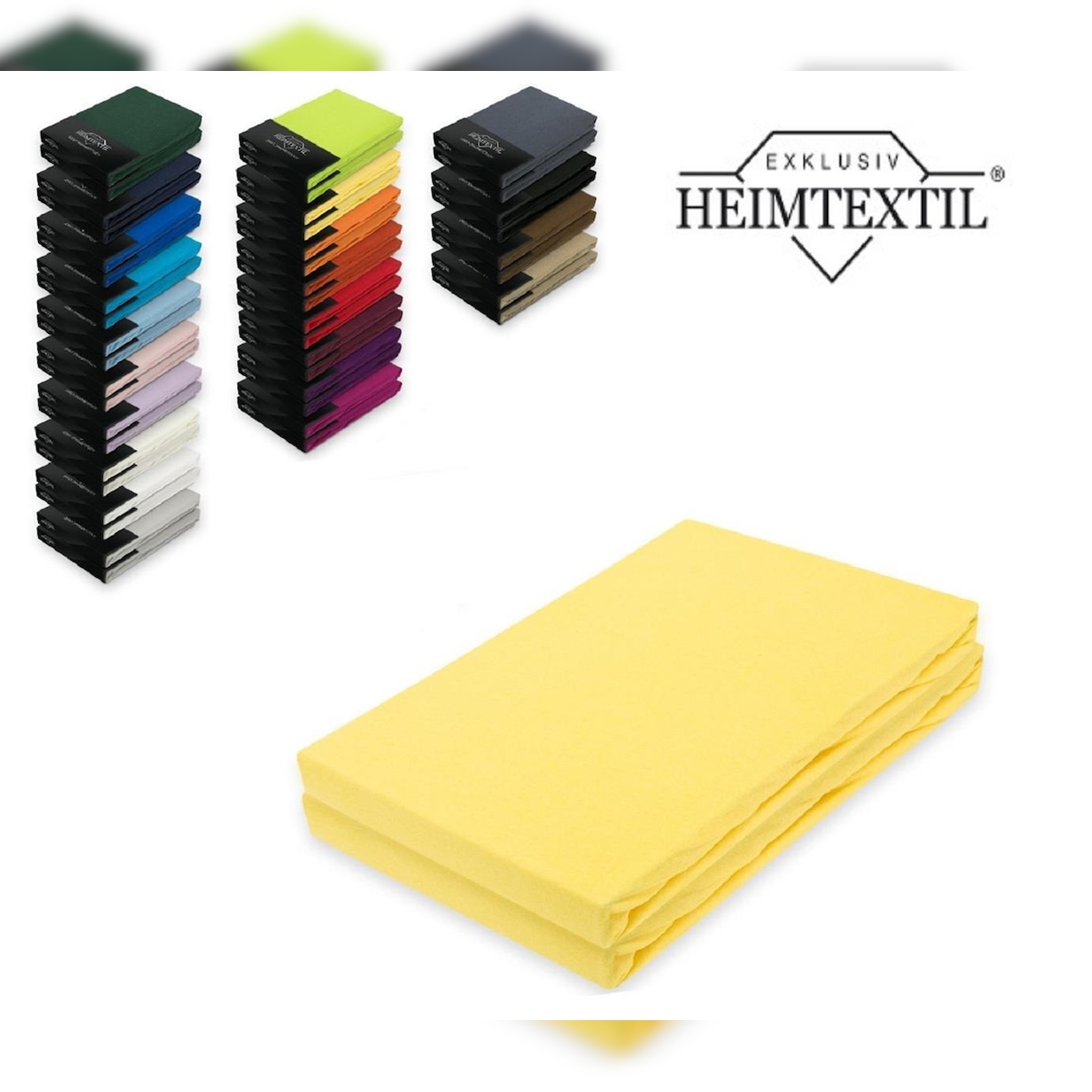 EXKLUSIV HEIMTEXTIL Marke Topper Jersey Spannbettlaken Doppelpack 90x190 - 100x200 cm Gelb Image
