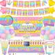 KaKan 124PCS pop birthday decorations for girl,Pop Birthday Party Supplies,Includes Happy Birthday Banner,Backdrop,Cake Toppers,Tablecloth,Balloons,Invitation Cards.For girls birthday decorations.