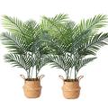 Ferrgoal Tall Artificial Plants Areca Palm Trees with Seagrass Basket 110cm Large Fake Faux Plastic Plants for Home Indoor Bedroom Decor 2Pcs