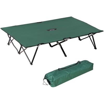 Outsunny Campingbett Klappbar für 2 Personen Feldbett mit Tragetasche bis 136 kg belastbar Stahl
