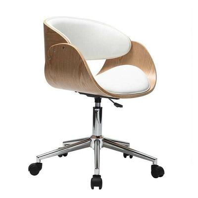 Design-Bürostuhl Weiß / Helles Holz bent Image