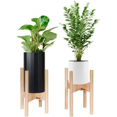 Blumenständer 2er Set aus Holz Pflanzenständer Set mit unterschiedlichen Höhen Blumenhocker