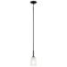 Kichler Lighting Shailene 1-Light Black Transitional Mini Pendant Light with Satin Etched Glass