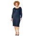 Plus Size Women's Liz&Me® Boatneck Sweater Dress by Liz&Me in Navy (Size 5X)