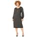 Plus Size Women's Liz&Me® Boatneck Sweater Dress by Liz&Me in Black Plaid (Size 5X)