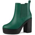 Allegra K Women's Platform Chunky High Heels Chelsea Ankle Boots Turquoise Green 8 UK/Label Size 10 US