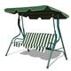 COSTWAY 3 Seater Garden Swing Chair, Outdoor Indoor Canopy Powder Coated Steel Cushioned Seaters, Patio Metal Hammock Swinging Bench Lounger Seat, 210KG (Green)