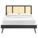 Mercury Row® Kelsea Cane & Wood Platform Bed w/ Splayed Legs Upholstered in Black | 51 H in | Wayfair 09AFCDD3BE2B4FA8913A8C680AD4FF65